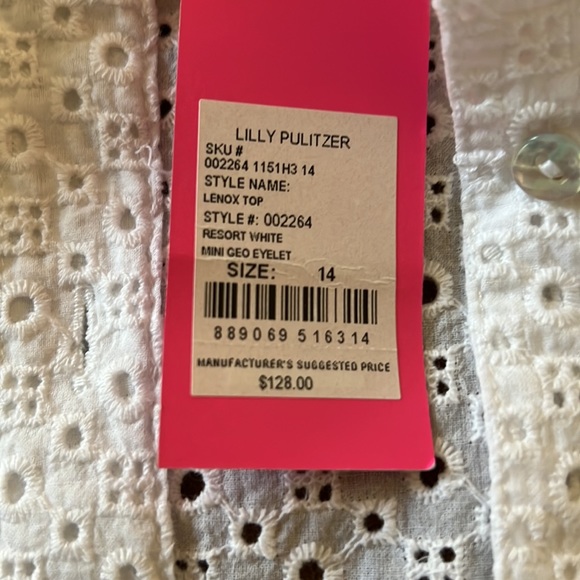 Lilly Pulitzer Mini Geo Eyelet tank top Sz 14 - Picture 3 of 3